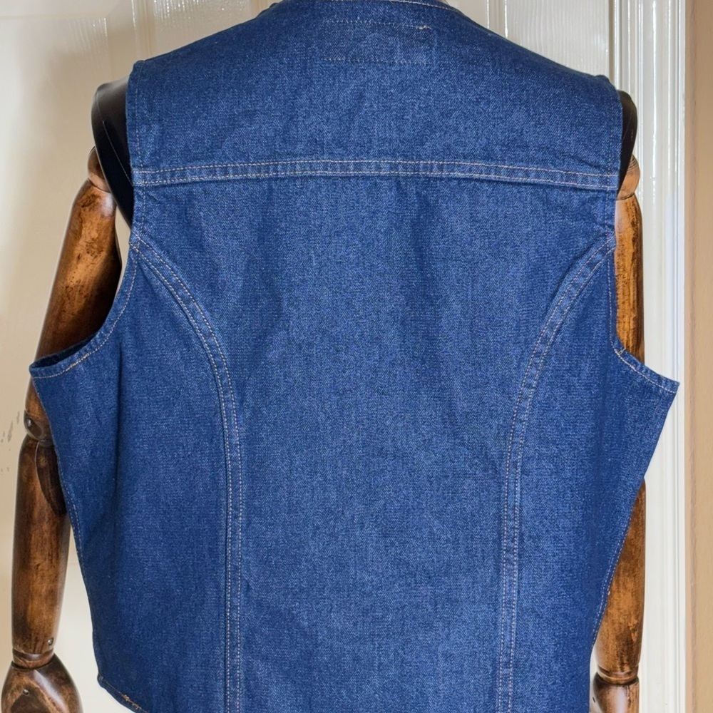 Wrangler Authentic Western Jacket Blue Denim Button Up Jean Vest Adult Size XL‌ - Picture 5 of 13
